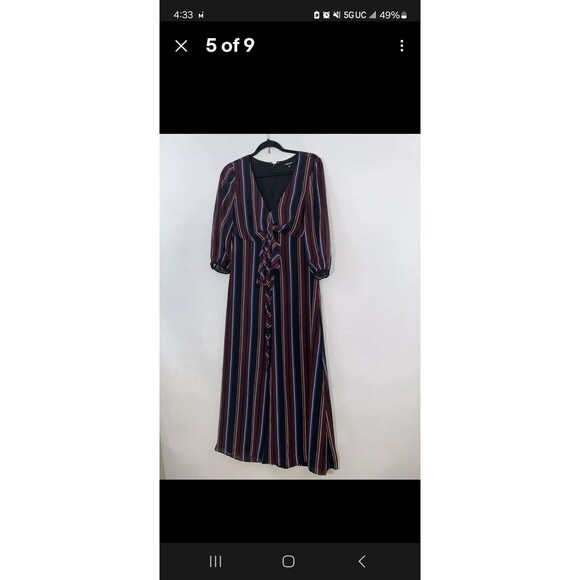 Madewell Wrap Around Maxi Dress in Stockdale Stripe 3/4 Sleeve Women's Size 0 - Picture 7 of 12